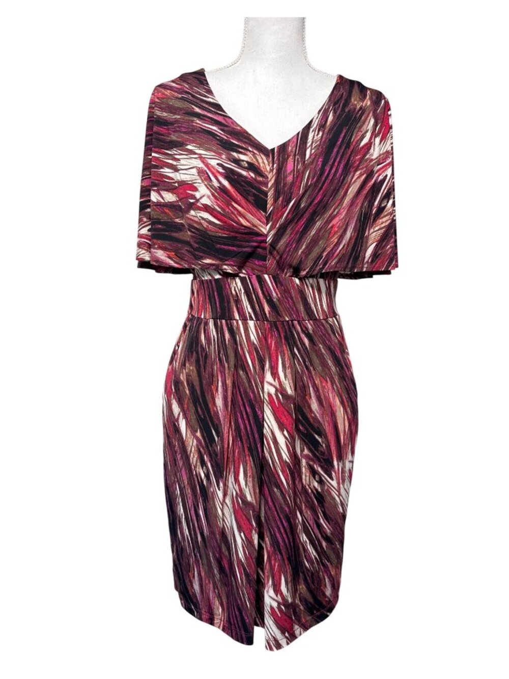 Rabbit Rabbit Designs Multicolor Abstract Dress 6 Cape Overlay Dinner Travel